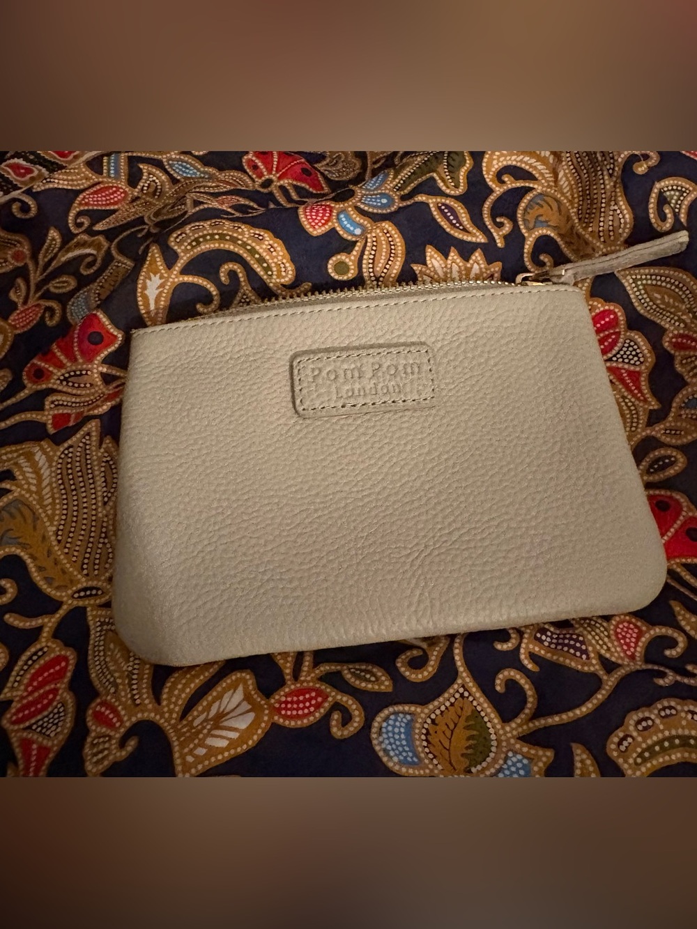 Pom Pom London Cream Leather Zip Pouch